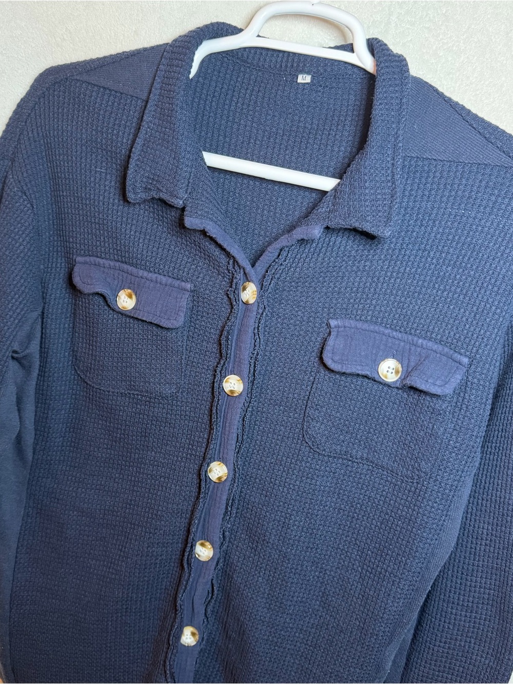 Classic Navy Button-Front Women’s Shacket Shirt